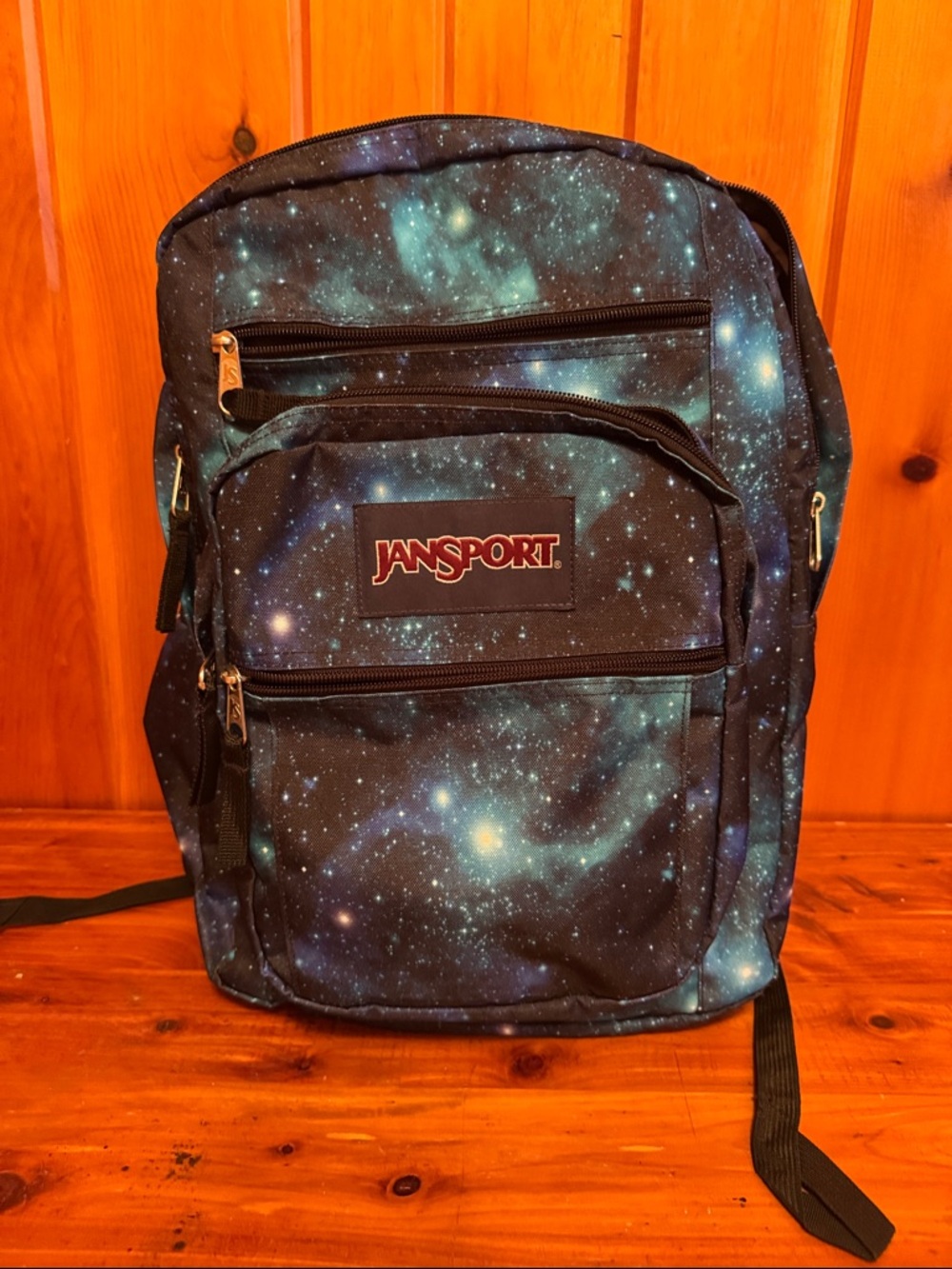 Jansport Galaxy Print Backpack in Black and Blue